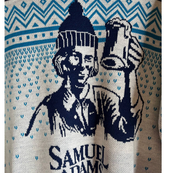 NWT Shinesty Samuel Adams Beer Ski Fair isle Holiday Sweater XL Unisex Oversized - Picture 5 of 7